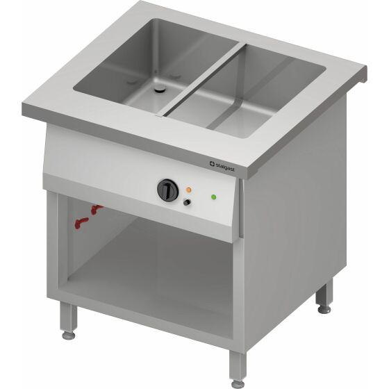 Bain-Marie-Station "Free Flow" 3x GN1/1-Becken, mit Wärmeschrank und Schiebetüren, 1132x750x880 mm Granitabdeckung "Standard G1"