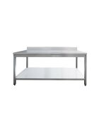 Stainless steel worktable, with upstand, 150 x 70