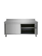 Stainless steel heating cabinet with backsplash, 120 x 70