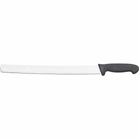 Confectioners knife with serrated edge, black handle,...